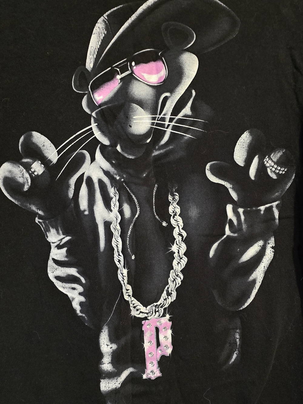 Source Unknown Black Tee with Pink Accented Panther Graphic